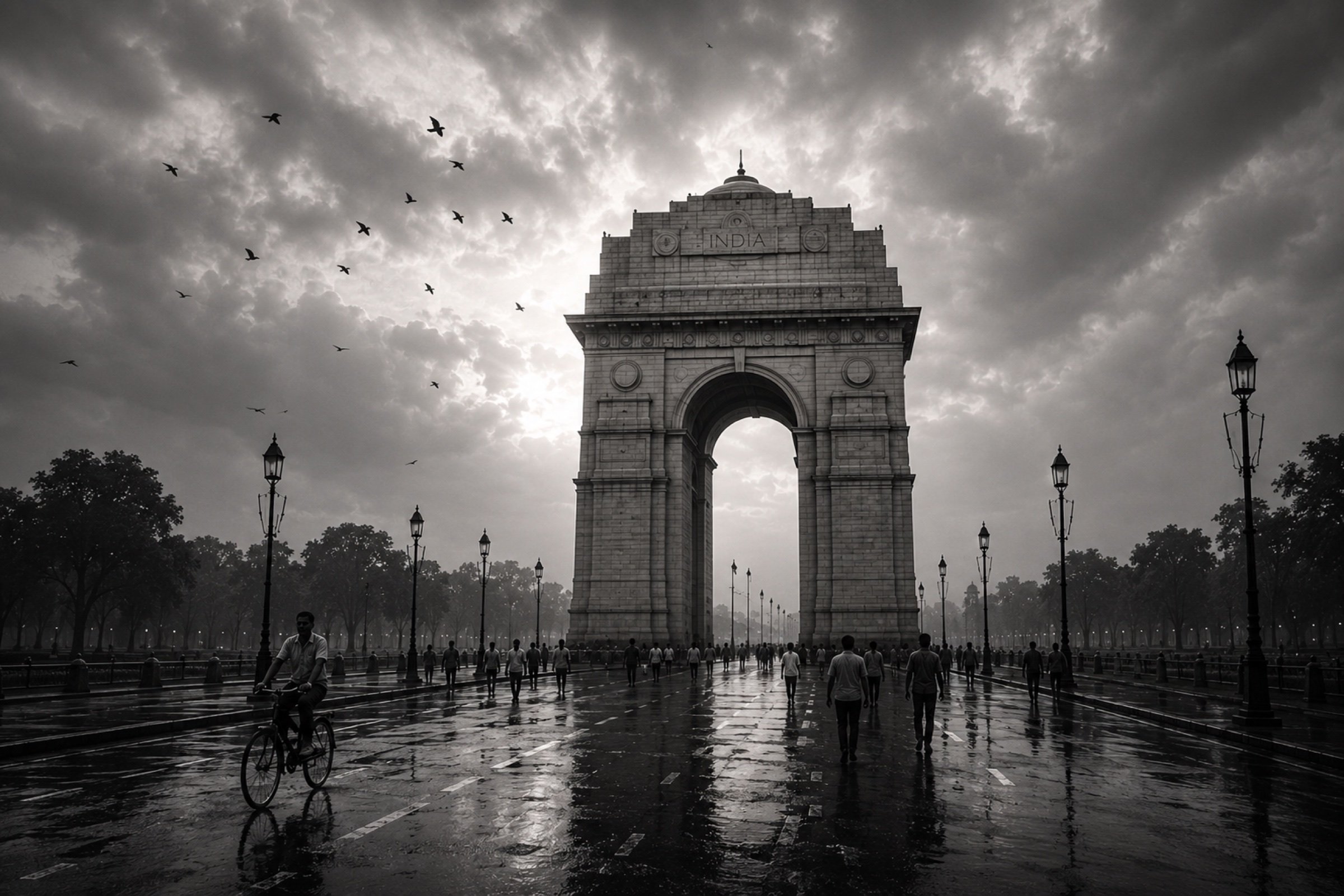India Gate seen through Delhi haze
